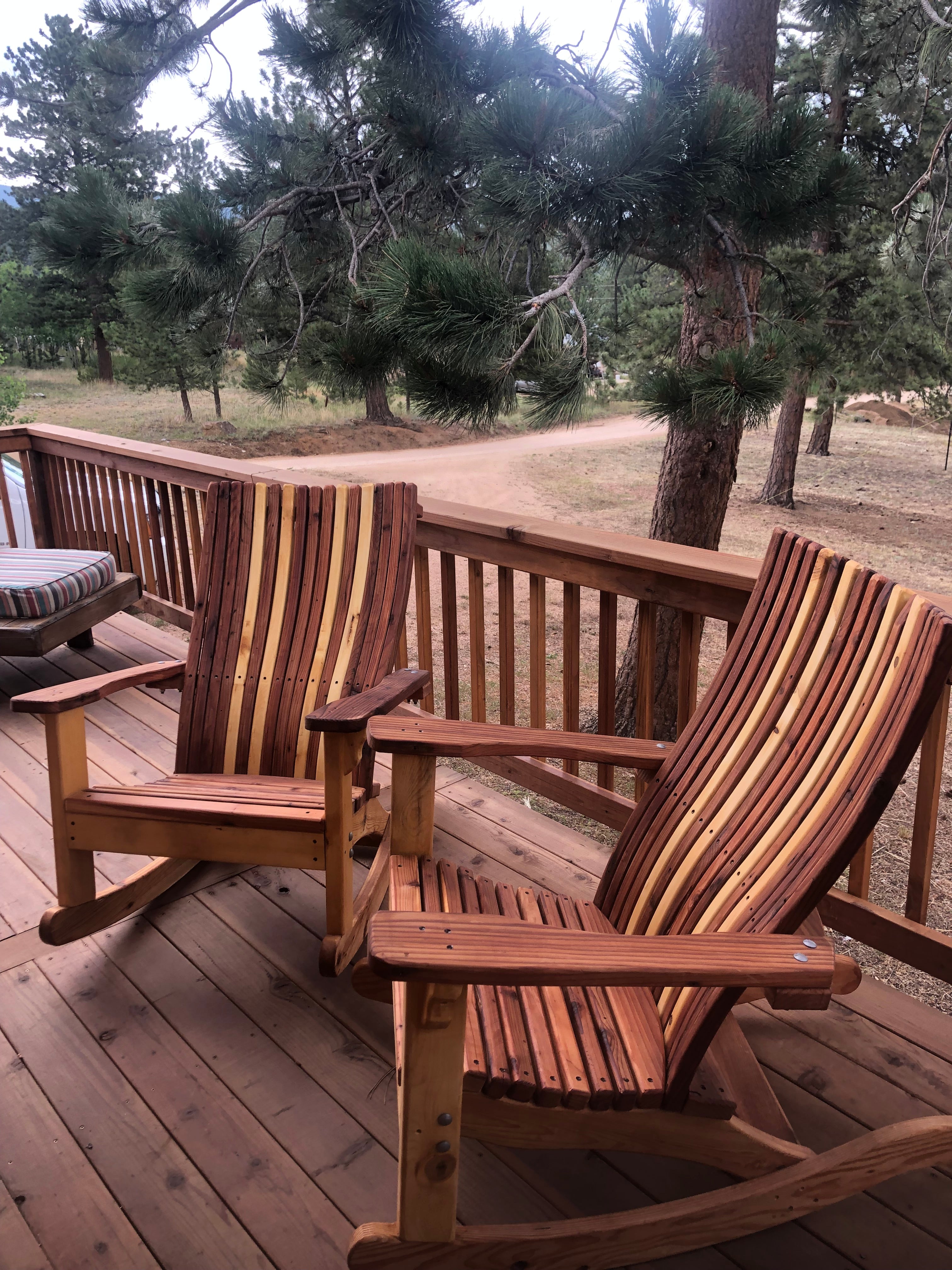 Handcrafted Redwood Adirondack Rocking Chair