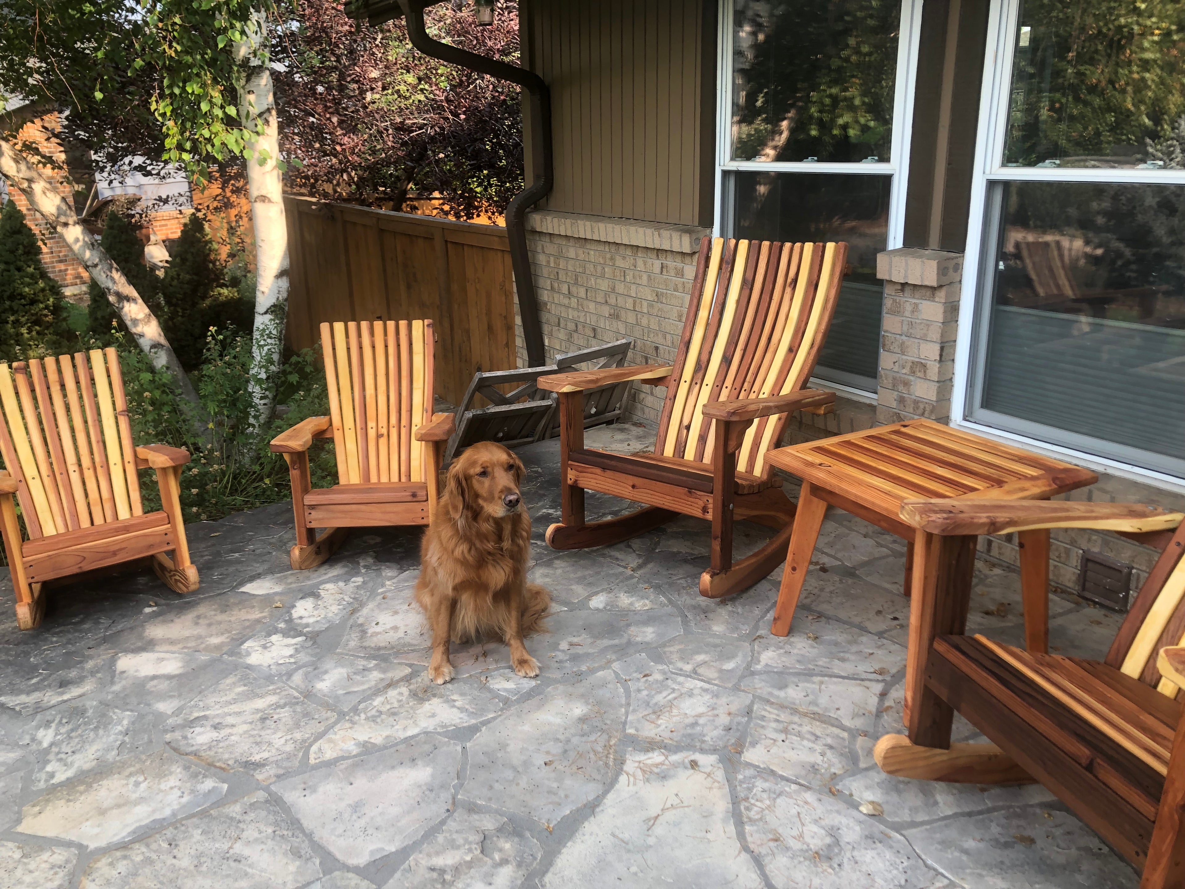 Handcrafted Redwood Adirondack Rocking Chair