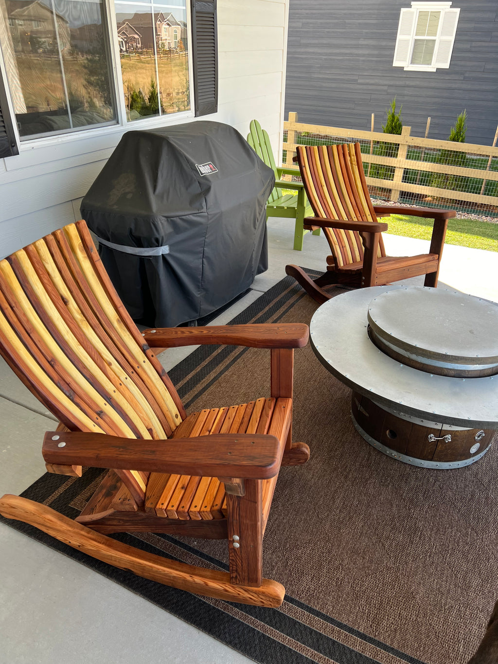 Handcrafted Redwood Adirondack Rocking Chair