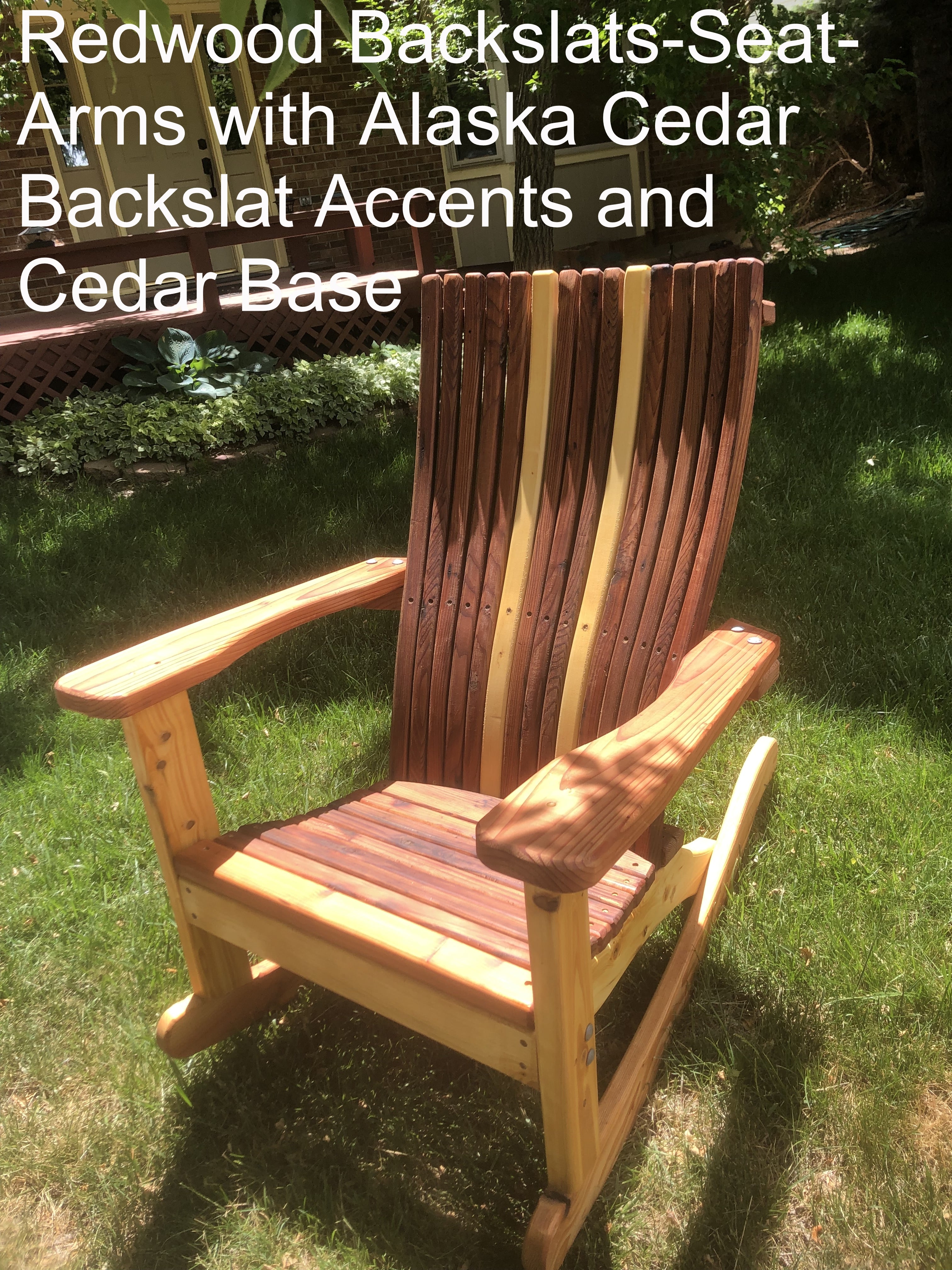 Handcrafted Redwood Adirondack Rocking Chair